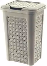 Pattumiera con coperchio a ribalta Tontarelli Arianna in plastica, colore beige/marrone, capacità 10 l