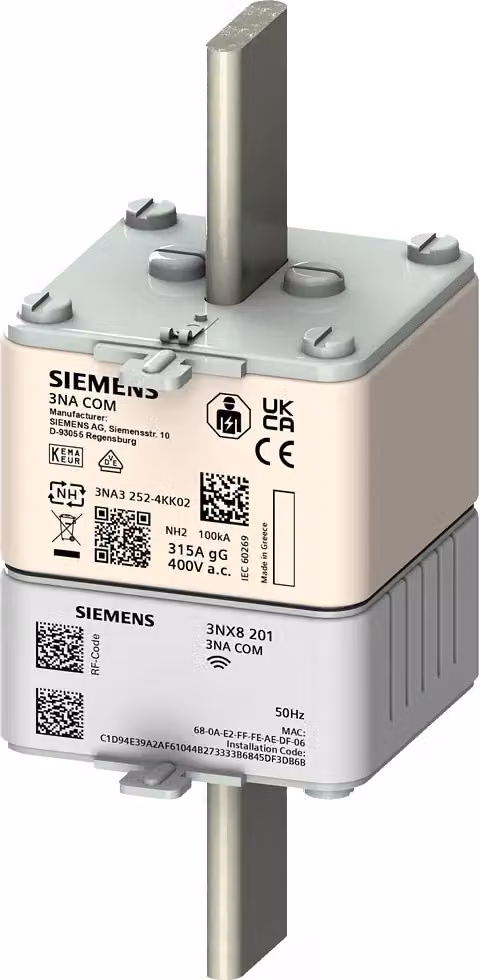 Inserto fusibile Siemens NH 3NA COM con funzione di misurazione, misura 2, 125 A, 400 V, 3NA32324KK01