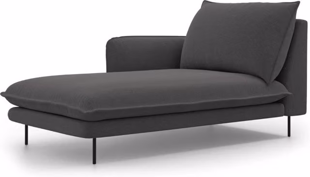Chaise longue sinistra Vienna di Cosmopolitan Design in tessuto grigio scuro L/P/H: 170 x 110 x 95 cm