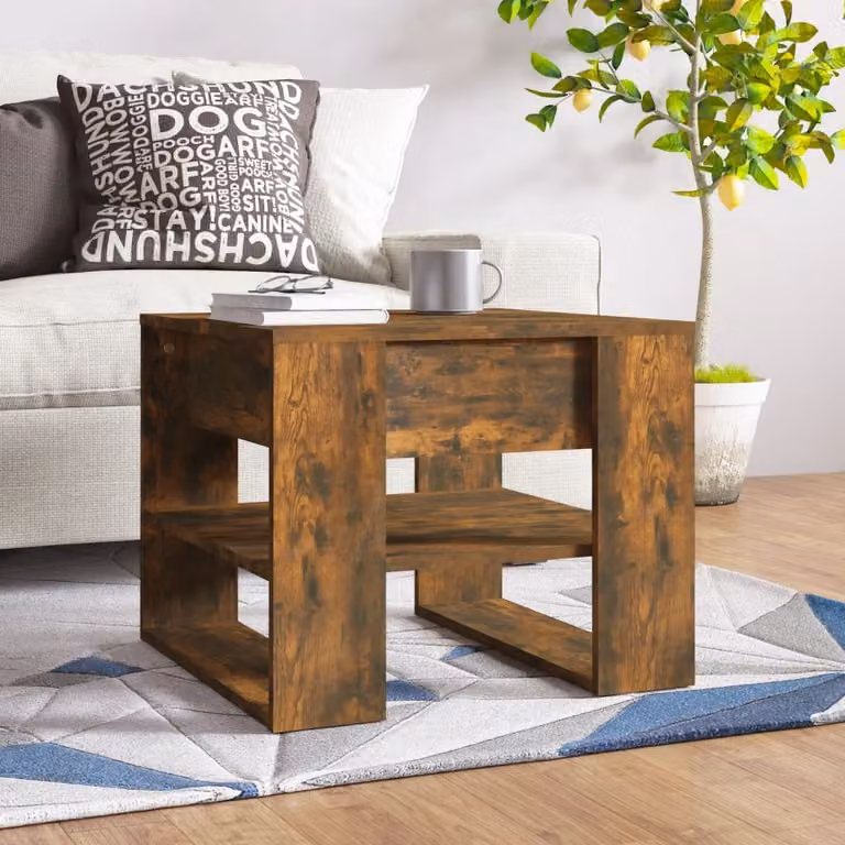 vidaXL Tavolino in rovere affumicato 55,5x55x45 cm materiale a base di legno - Tavolino - Tavolini - Tavolo da soggiorno - Tavolo da divano