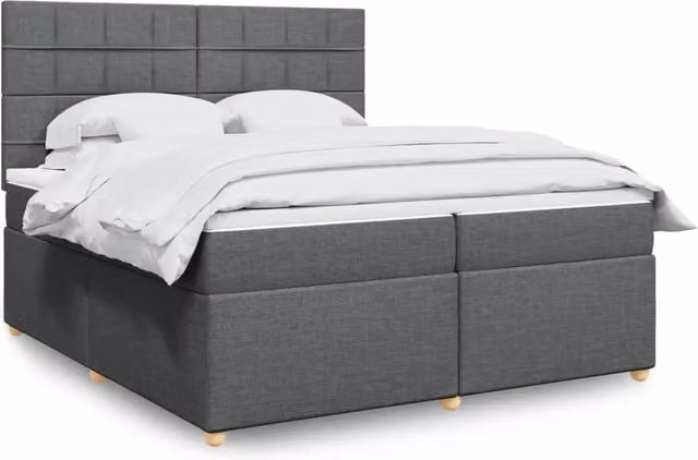 Letto Ibrido con Giroletto a Molle e Materasso vidaXL Grigio e Bianco 200 x 200 cm – 1