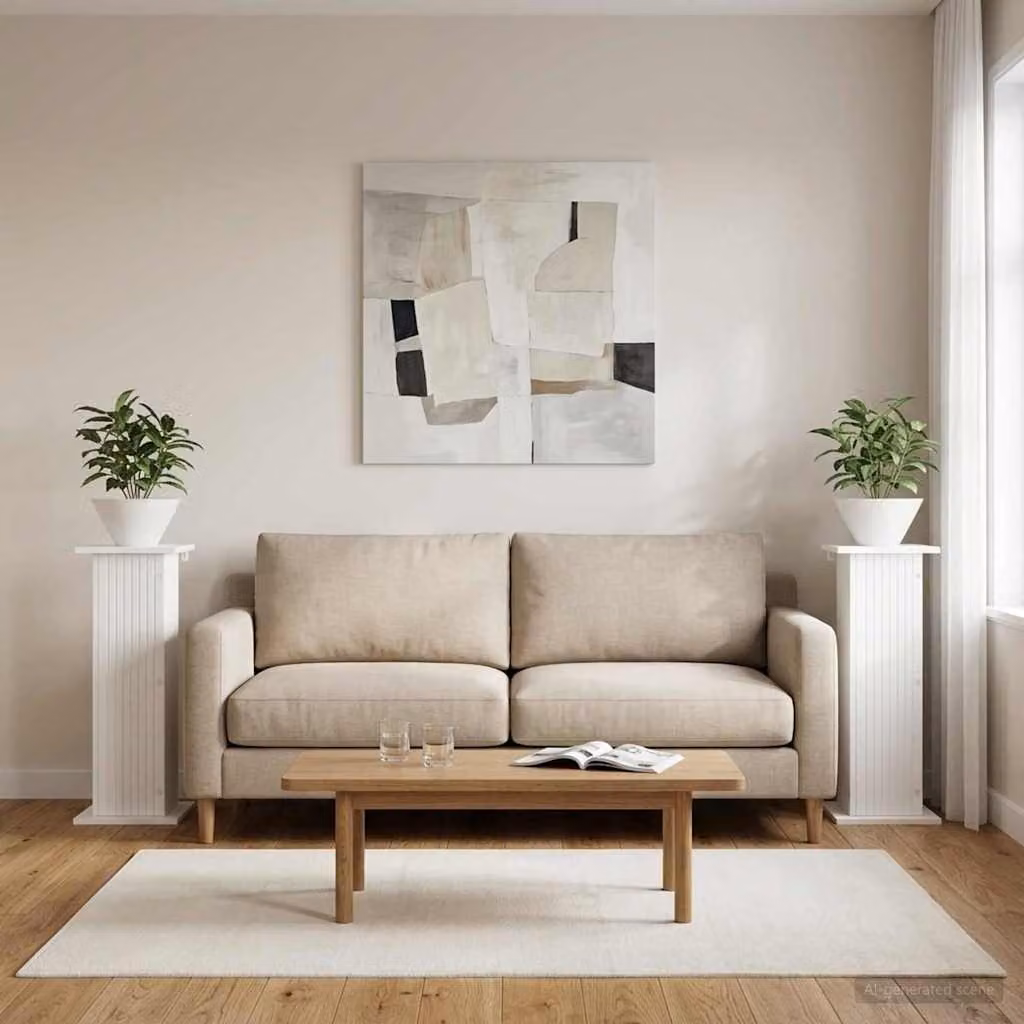 Set di 2 supporti per piante vidaXL in stile moderno, colore bianco, L/P/H: 30,5 x 30,0 x 80,5 cm