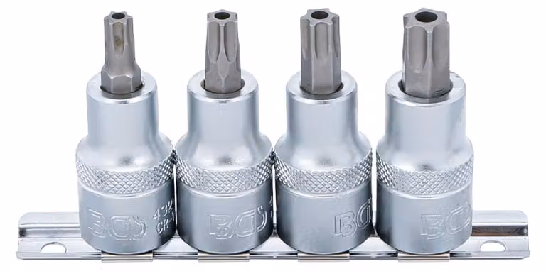 Set di bussole BGS con attacco quadro 12,5 mm (1/2") profilo a T (per Torx) con foro T40 - T55 4 pezzi - 8885