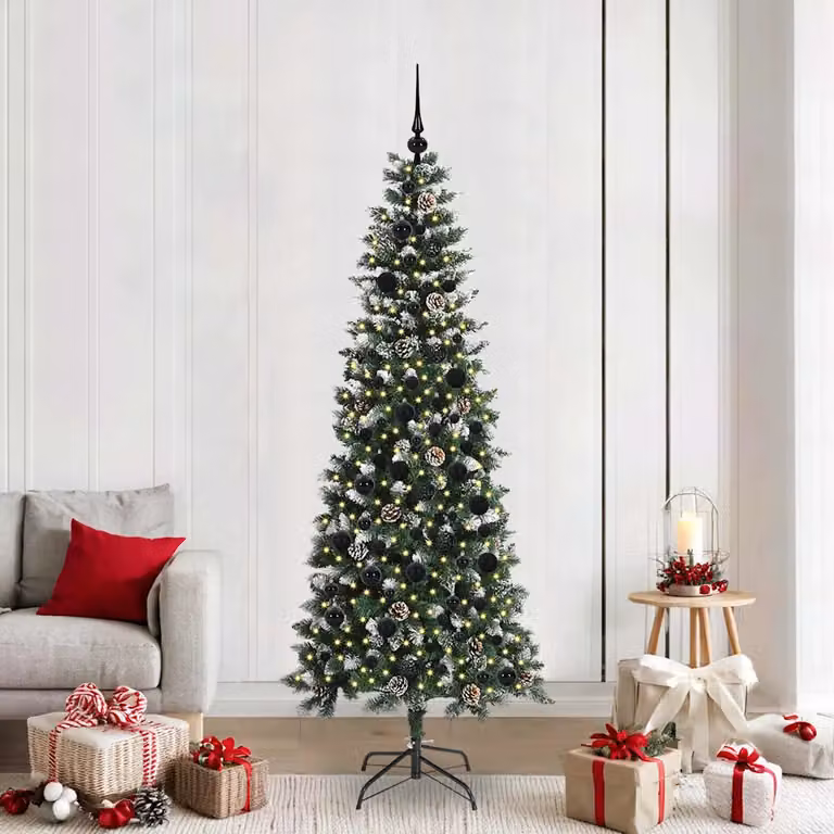 Albero di Natale artificiale moderno vidaXL verde con luci LED bianco caldo
