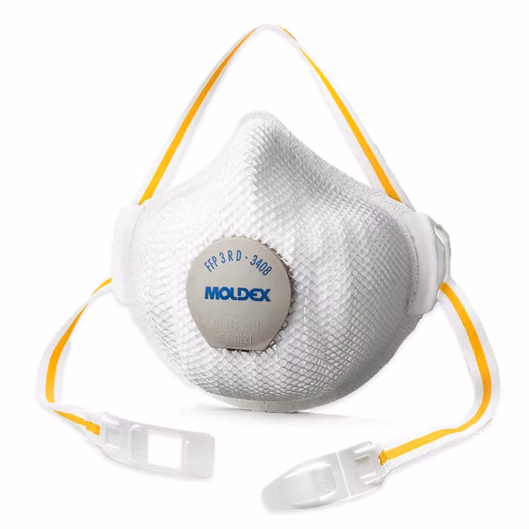 Maschera Moldex FFP3 Air Plus Pro Valve con guarnizione a labbro e valvola di ventilazione R D - confezione da 5 pezzi confezionati singolarmente