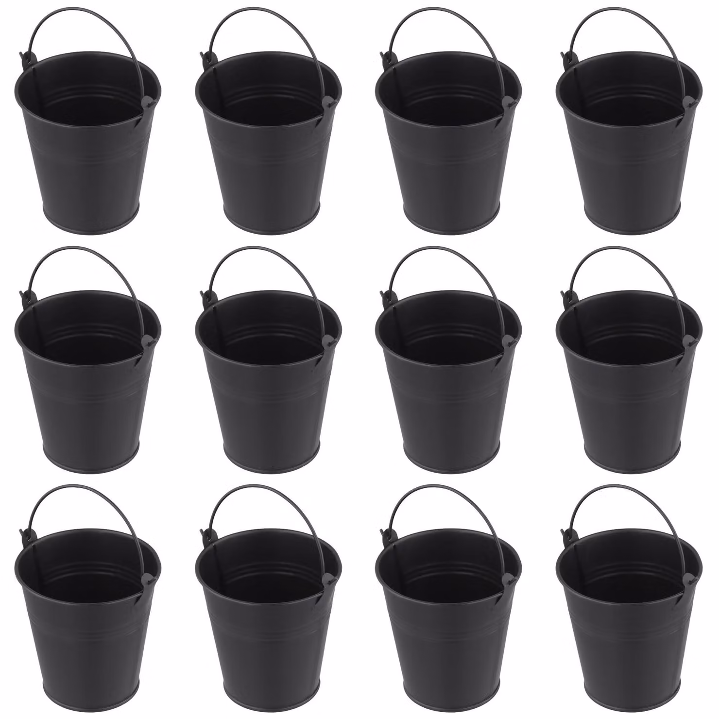 Omgoods - Set di 12 piccoli secchielli in metallo con manico, ideali per la decorazione
