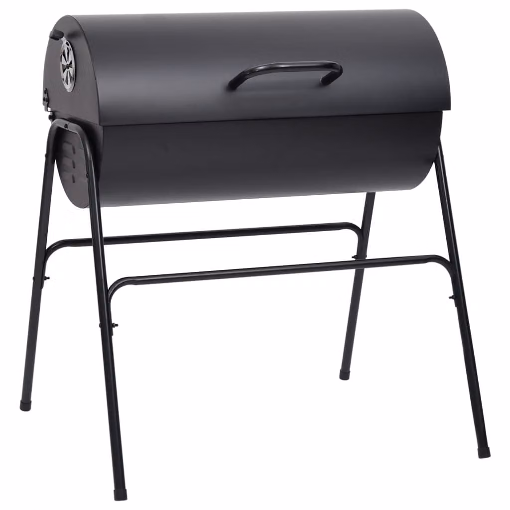 vidaXL Barbecue con 2 griglie nere 80x95x90 cm in acciaio