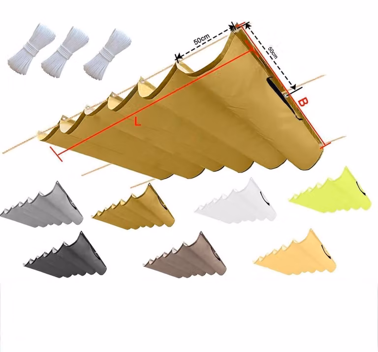 Tenda da sole retrattile, impermeabile, con occhielli, color beige, 1x8 metri