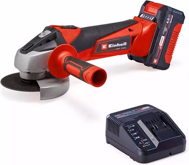 Smerigliatrice angolare a batteria Einhell TC-AG 18-115 Li Power X-Change 18V con batteria e caricabatteria, diametro 115 mm, colore rosso