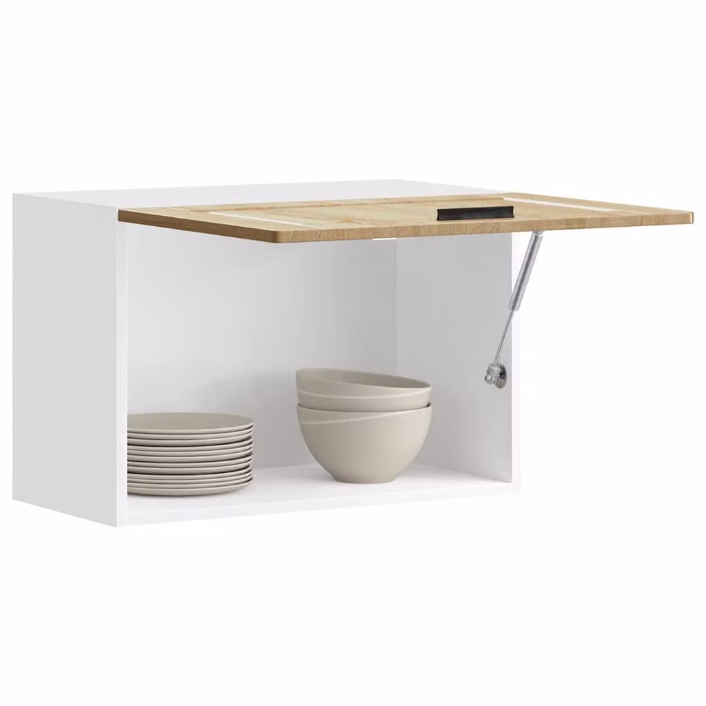 Pensile da cucina moderno vidaXL in legno MDF bianco e marrone con ante a battente L 60 cm x P 40 cm x H 31 cm