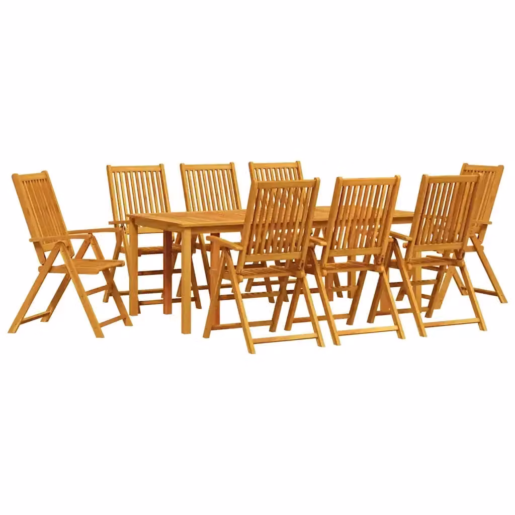 Set da pranzo per giardino e terrazzo vidaXL in legno di acacia marrone, 9 pezzi – 2