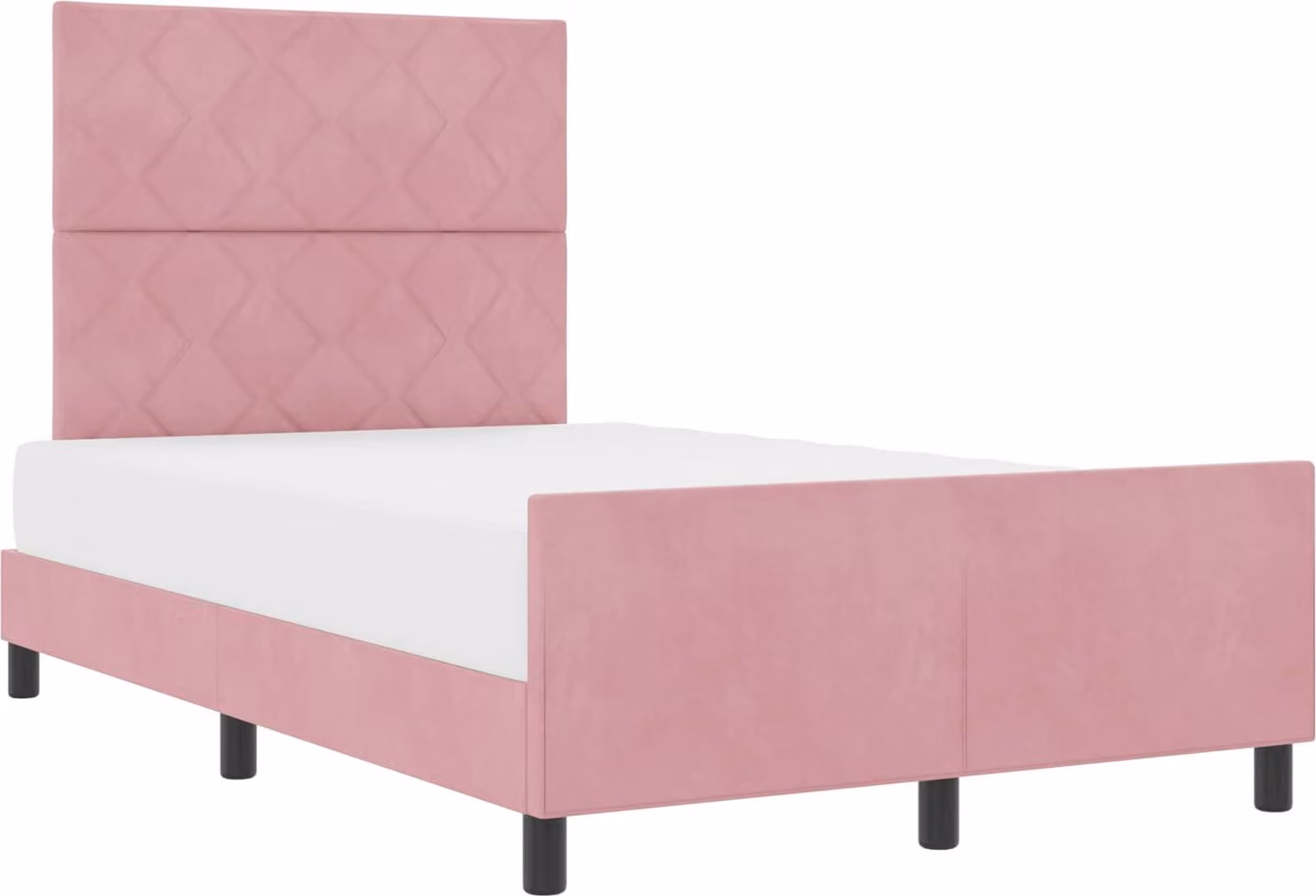 Letto a molle con testiera rosa 120 x 190 cm in velluto