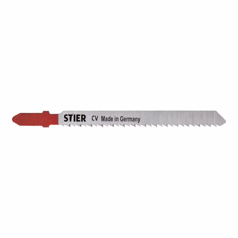 Lama per seghetto alternativo STIER, ST3102, 20 pezzi, lunghezza di taglio 75 mm, passo dei denti 2,5 mm, perfetta per il taglio di legno, piani di lavoro, pannelli compositi, lama per seghetto alternativo CV