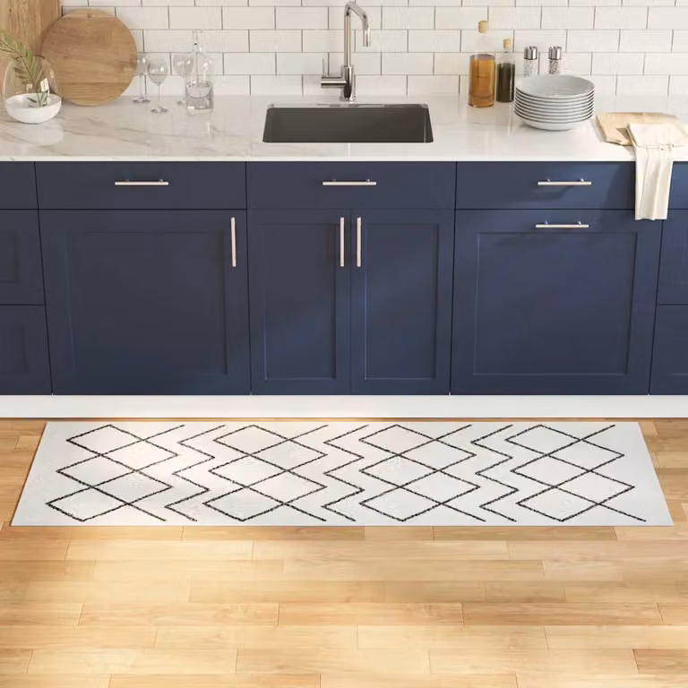 Tappeto da cucina vidaXL Bianco, Lavabile e Antiscivolo, L 180 x P 60 cm