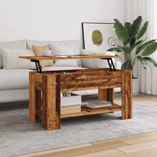 Tavolino da salotto moderno vidaXL in legno marrone con meccanismo sollevabile L: 101 cm, P: 49 cm, H: 52 cm