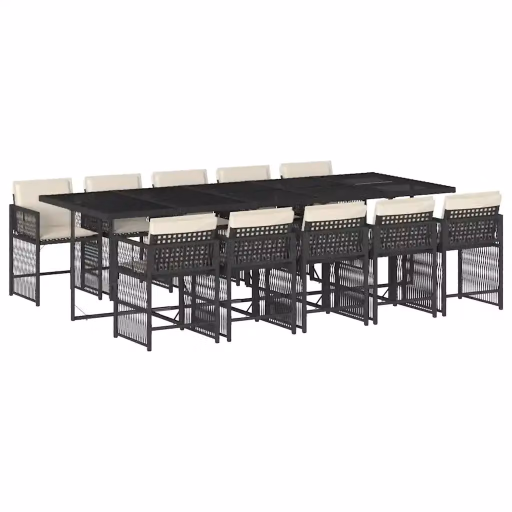 vidaXL Set da Pranzo da Giardino 11 pz in Polyrattan Nero con Piano in Vetro – 2