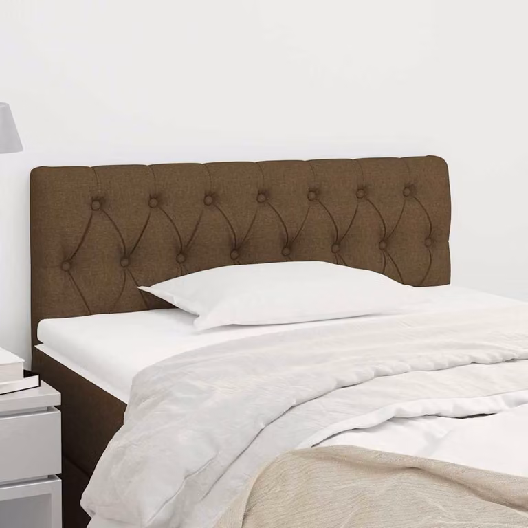Testiera per letto vidaXL in tessuto marrone scuro con struttura in legno di larice, L: 100 cm, P: 7 cm, H: 78/88 cm