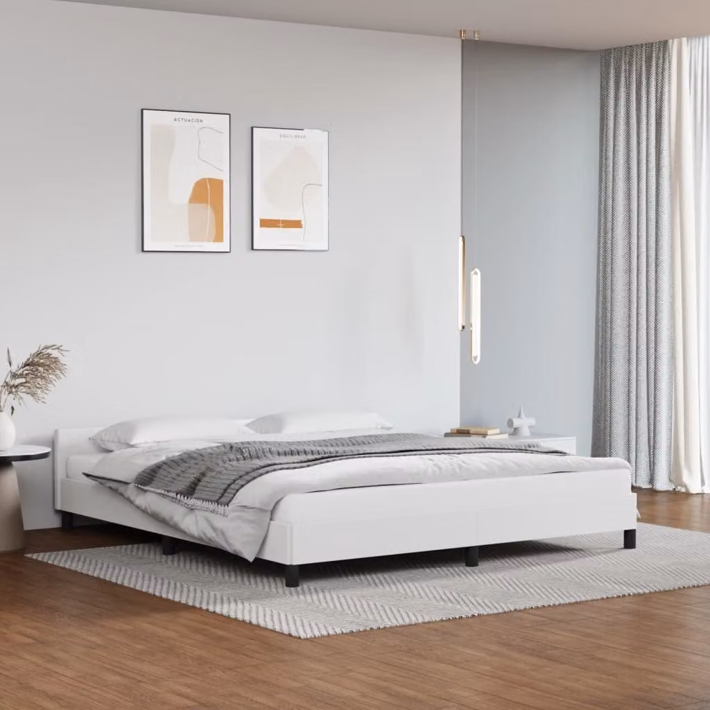 The Living Store Struttura letto con testiera bianca 160x200 cm in ecopelle