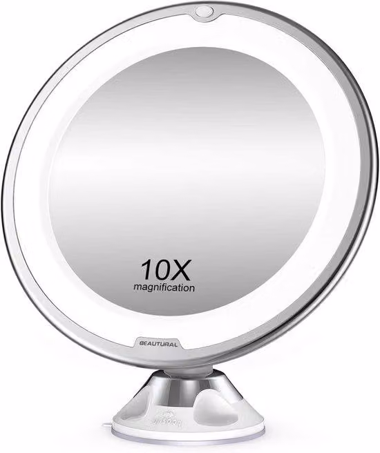 Specchio a LED da parete, girevole a 360 gradi, per il trucco e la rasatura, alimentato a batteria