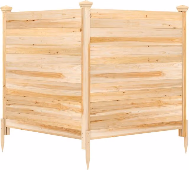 Recinto da giardino in legno massello marrone a 2 pannelli con schermo ventilato per installazione interrata