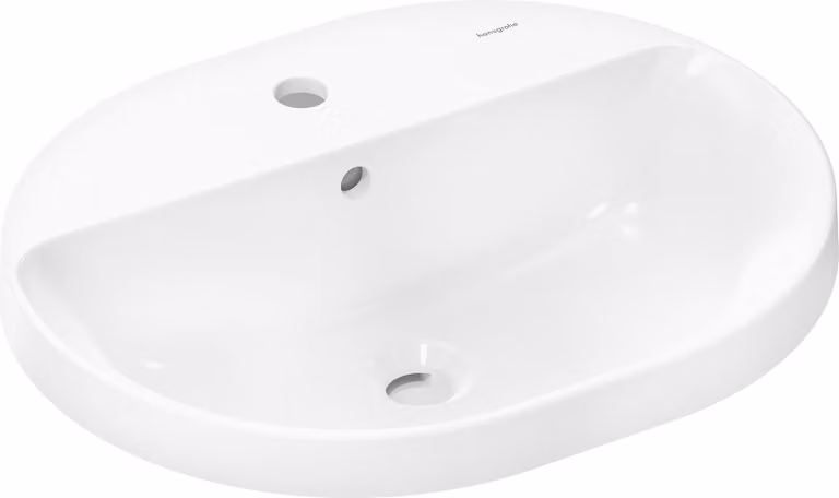 hansgrohe Xuniva U lavabo encastré, SmartClean, avec trop-plein, 1 trou pour robinet, 550x450mm, blanc, 61064450, 61064450