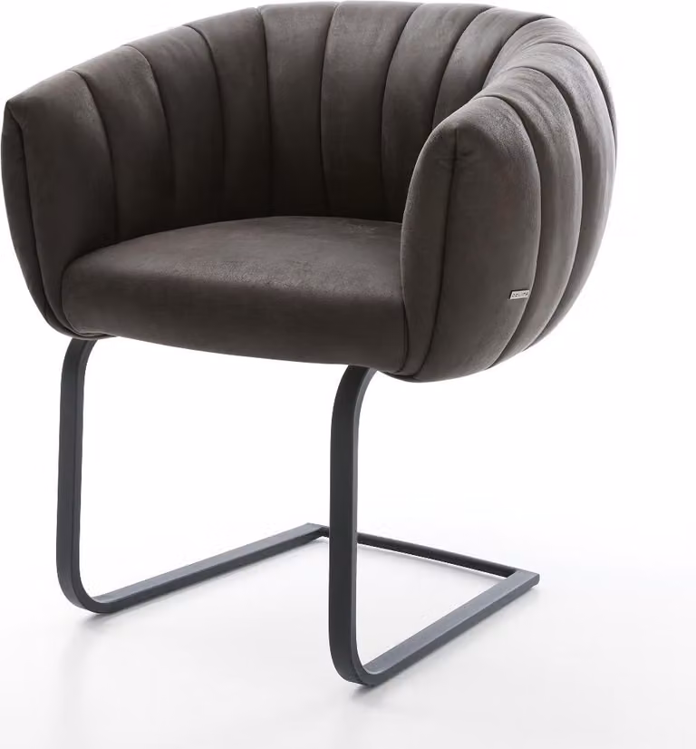 DELIFE Sedia a sbalzo Jada-Flex Microfibra Antracite Vintage Sedia a sbalzo piatta Nero Molle insacchettate