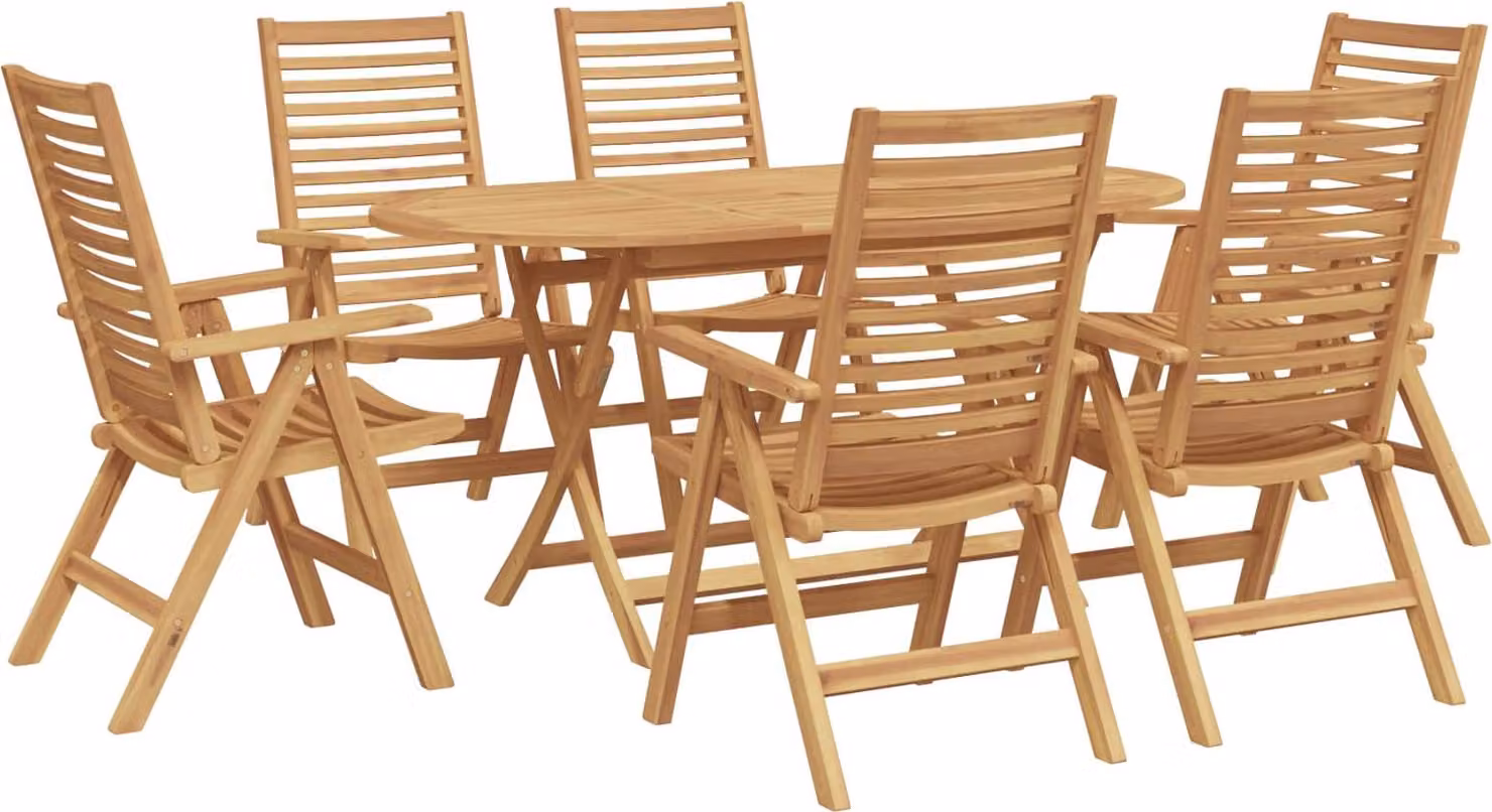 Set da Pranzo per Giardino 7 pcs Marrone Legno di teak solido
