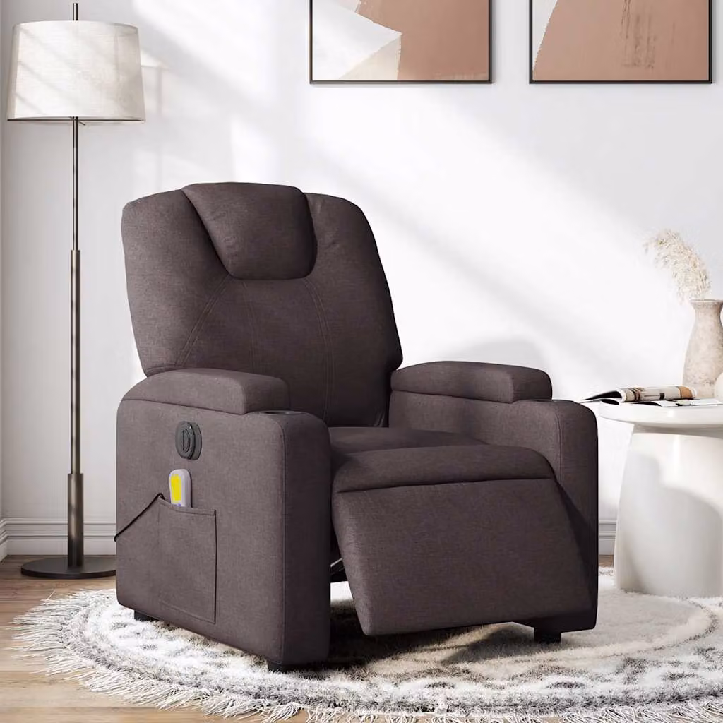 Poltrona relax reclinabile elettrica vidaXL in tessuto marrone scuro – 1