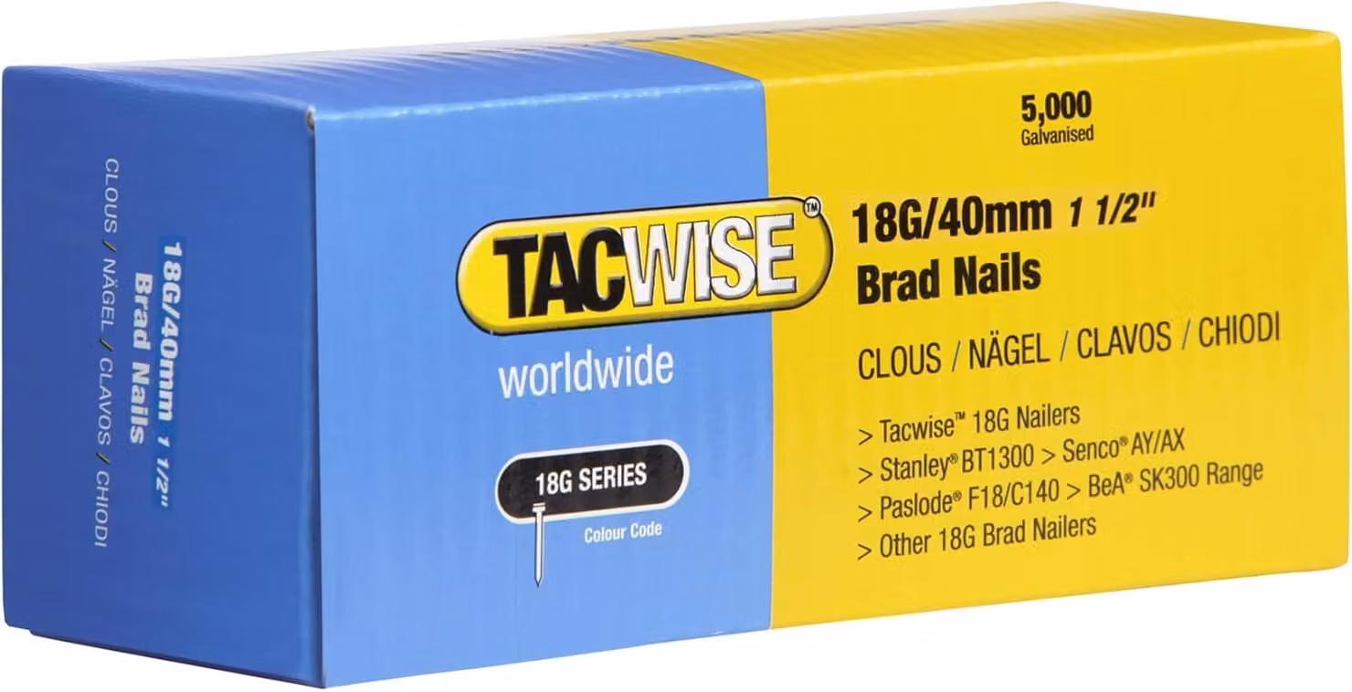 TACWISE 400 Chiodi a spillo TACWISE 18G/40 mm zincati, 5.000 pezzi