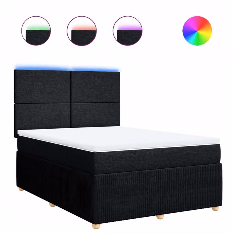 Giroletto a Molle con Materasso Nero 140x190 cm in Tessuto