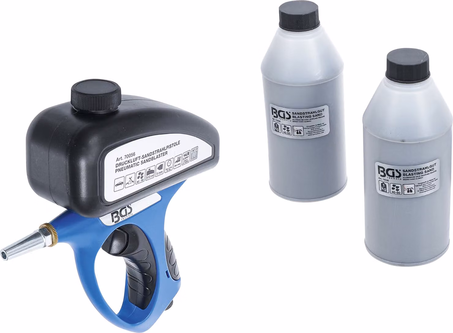 BGS 70056 | Pistola di sabbiatura ad aria compressa con accessori | 3 pz.