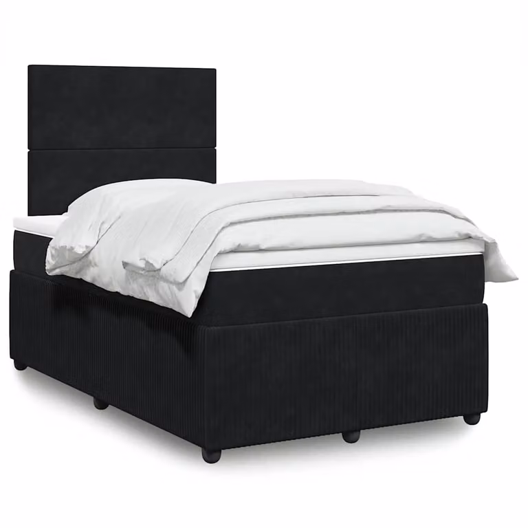 vidaXL Giroletto a Molle con Materasso in Velluto Nero L/P/H: 120 x 190 cm