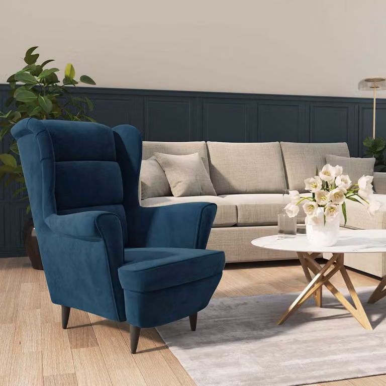vidaXL Poltrona Relax Moderna in Velluto Blu con Braccioli