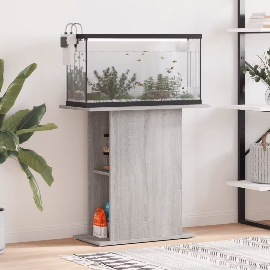 vidaXL Supporto per Acquario in Legno Multistrato Grigio Sonoma L: 75 cm, P: 36 cm, H: 72,5 cm
