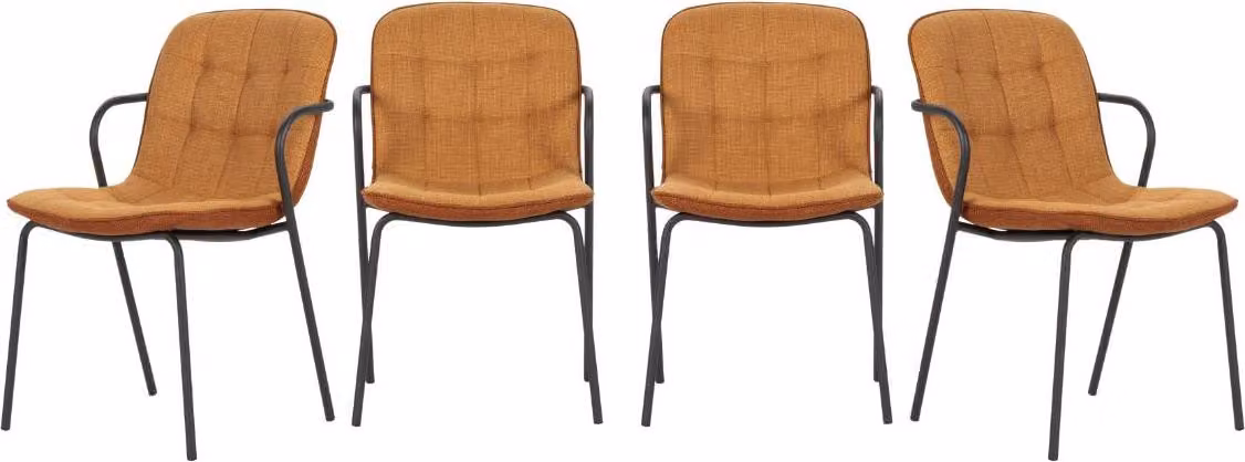 Calicosy - Set di 4 sedie in tessuto con gambe in metallo H81 cm - ZÉLIE
