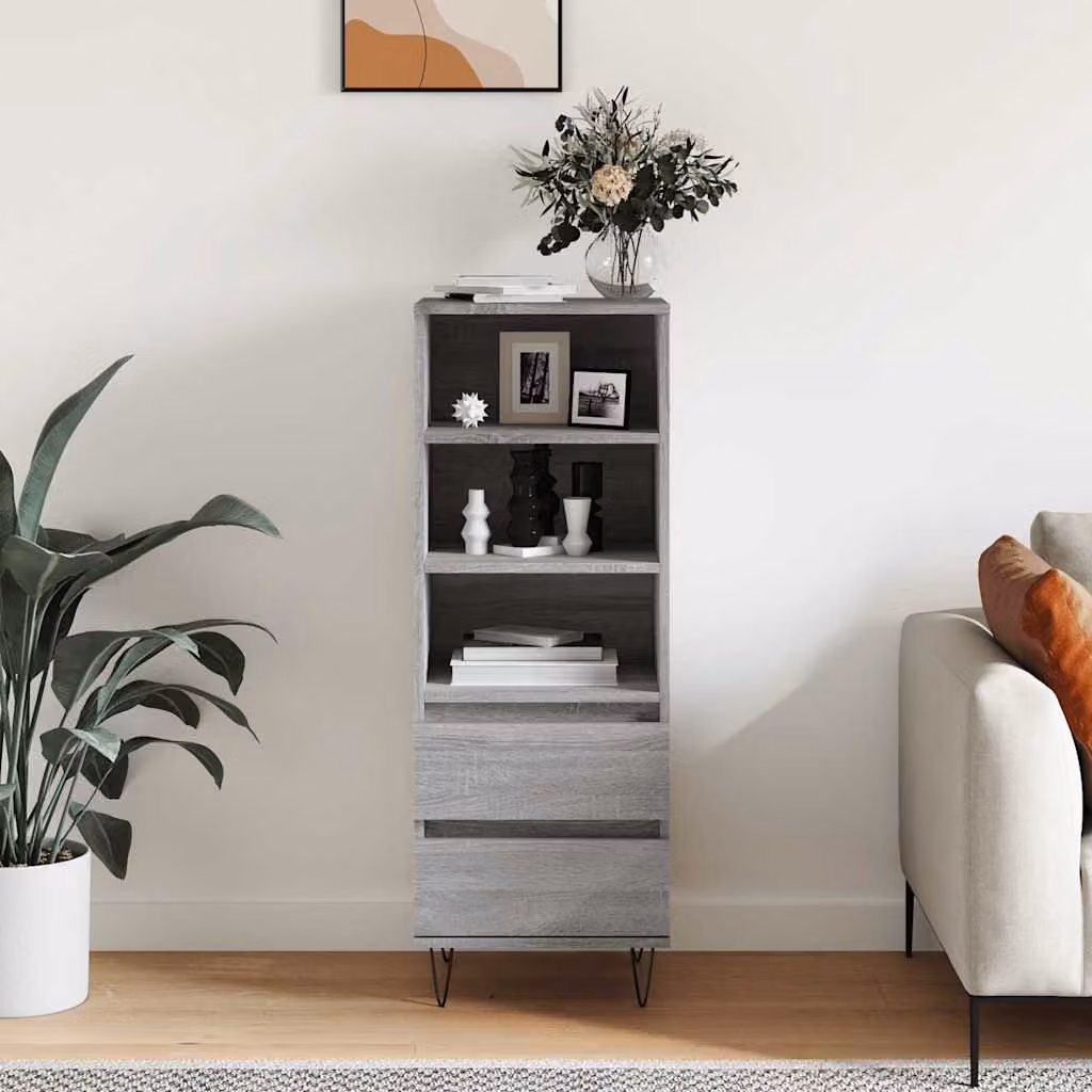 Credenza in stile industrial vidaXL in legno e metallo, Grigio Sonoma, L: 40 cm, P: 36 cm, H: 110 cm