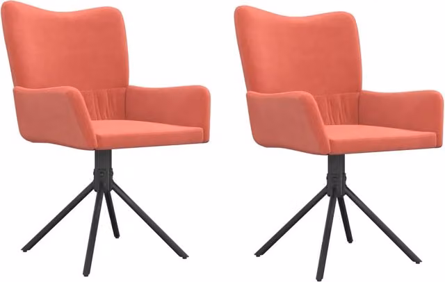 Set di 2 sedie da pranzo girevoli a 360 gradi in velluto rosa con design moderno per cucina e soggiorno