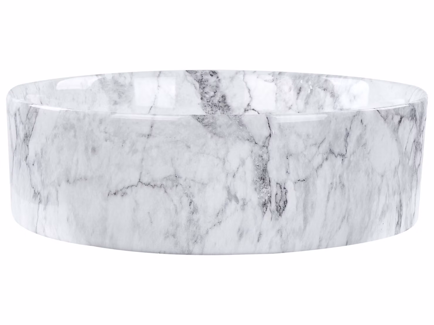 BELIANI Lavabo da bagno da appoggio in Vetroceramica bianca rotondo ⌀ 40 cm look marmo bagno moderno