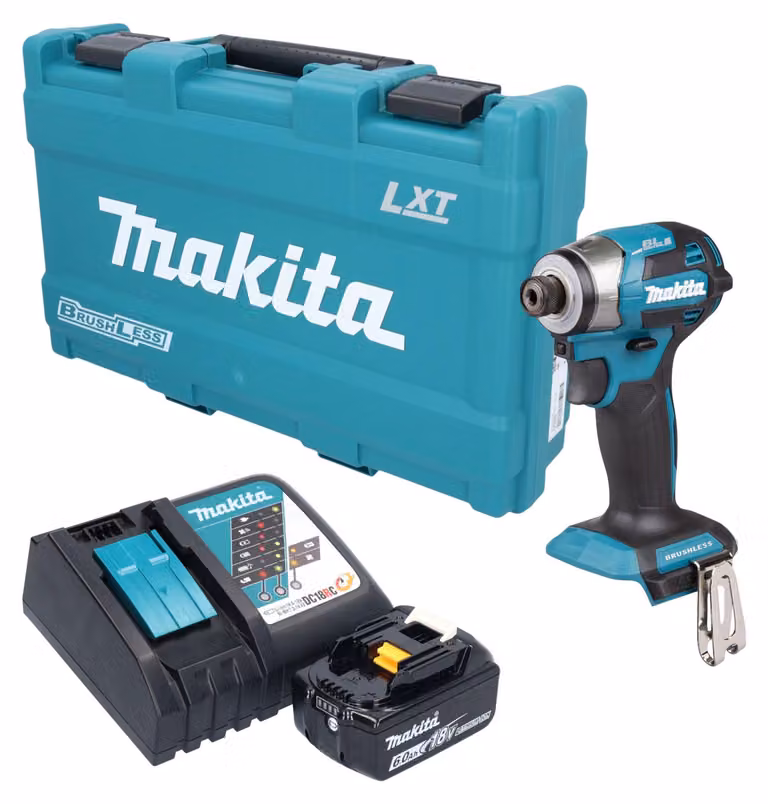 Avvitatore a impatto a batteria Makita DTD 173 RG1K 18 V 180 Nm 1/4" brushless + 1 batteria da 6,0 Ah + caricabatterie + valigetta
