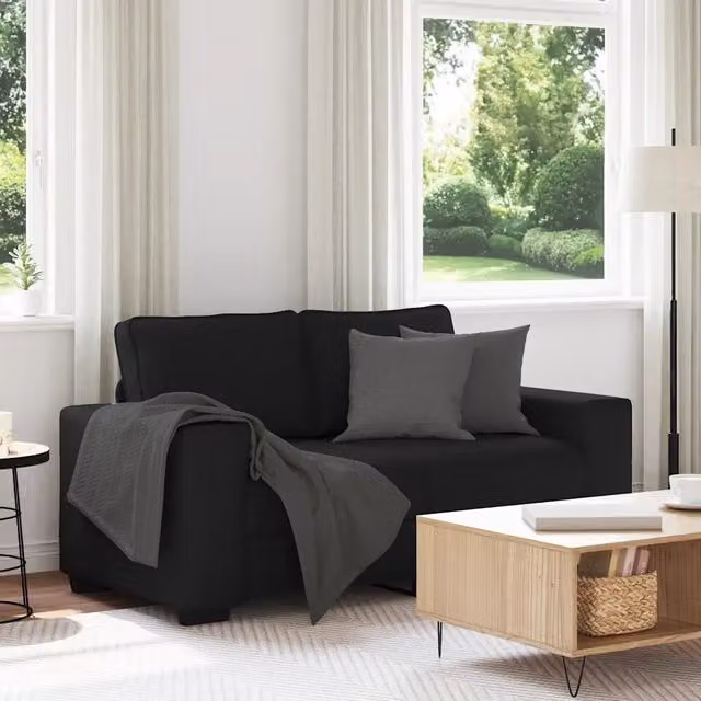 Divano a 2 Posti-Sofa 2 Posti Nero 120 cm in Tessuto 739419