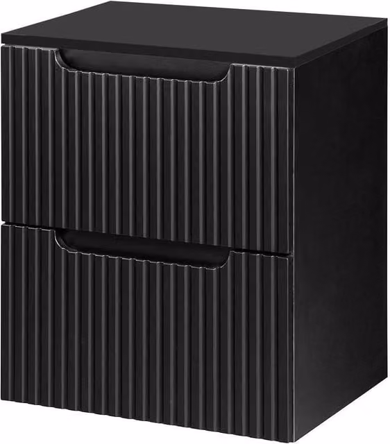 Mobile Sottolavabo da Parete NEWPORT en.casa con 2 Cassetti e Ante Soft-Close Nero Matt L: 59.5 cm, P: 40 cm, H: 50.4 cm