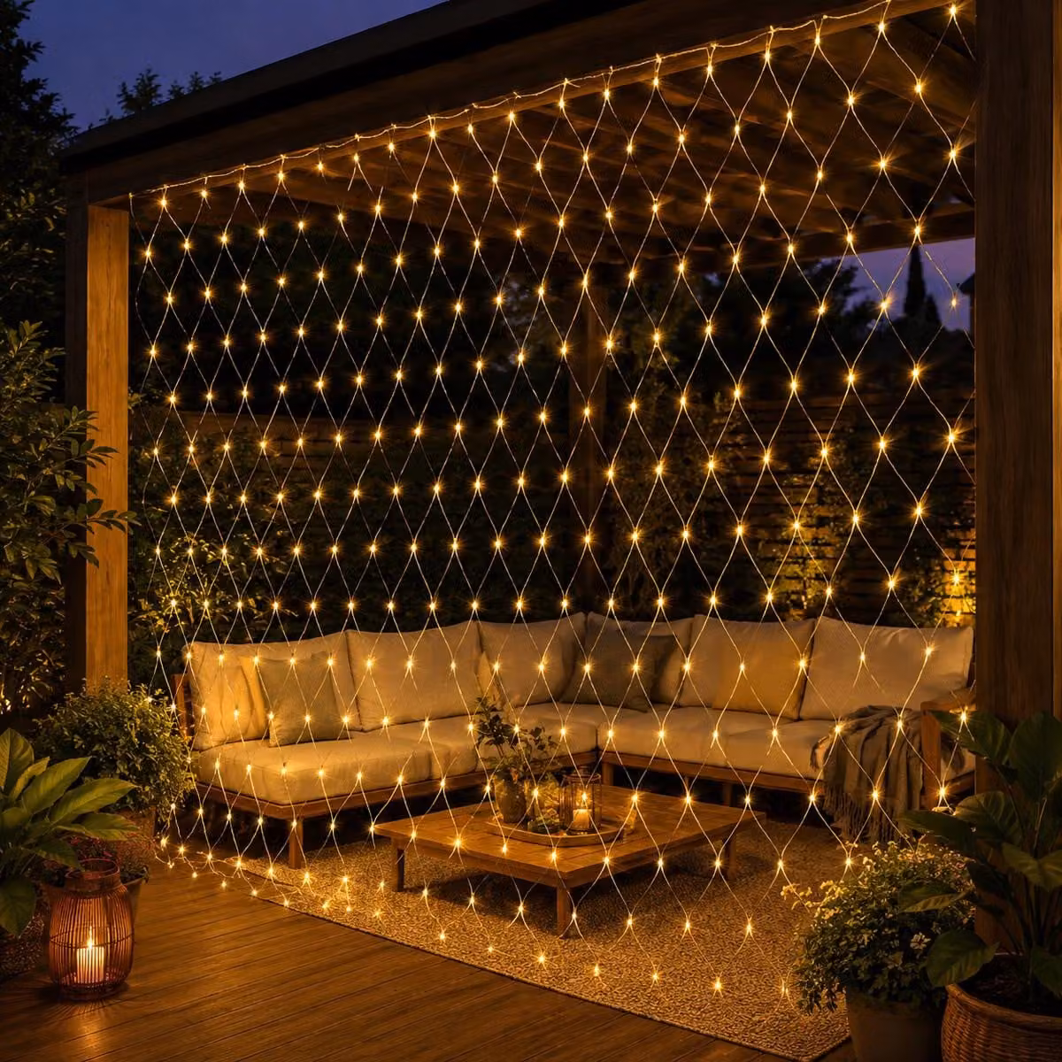Catena luminosa LED 2x3 metri, 200 LED, rete luminosa, 8 modalità di illuminazione, luce bianca calda, timer, funzione di memorizzazione, ideale per decorazioni natalizie, matrimoni, feste
