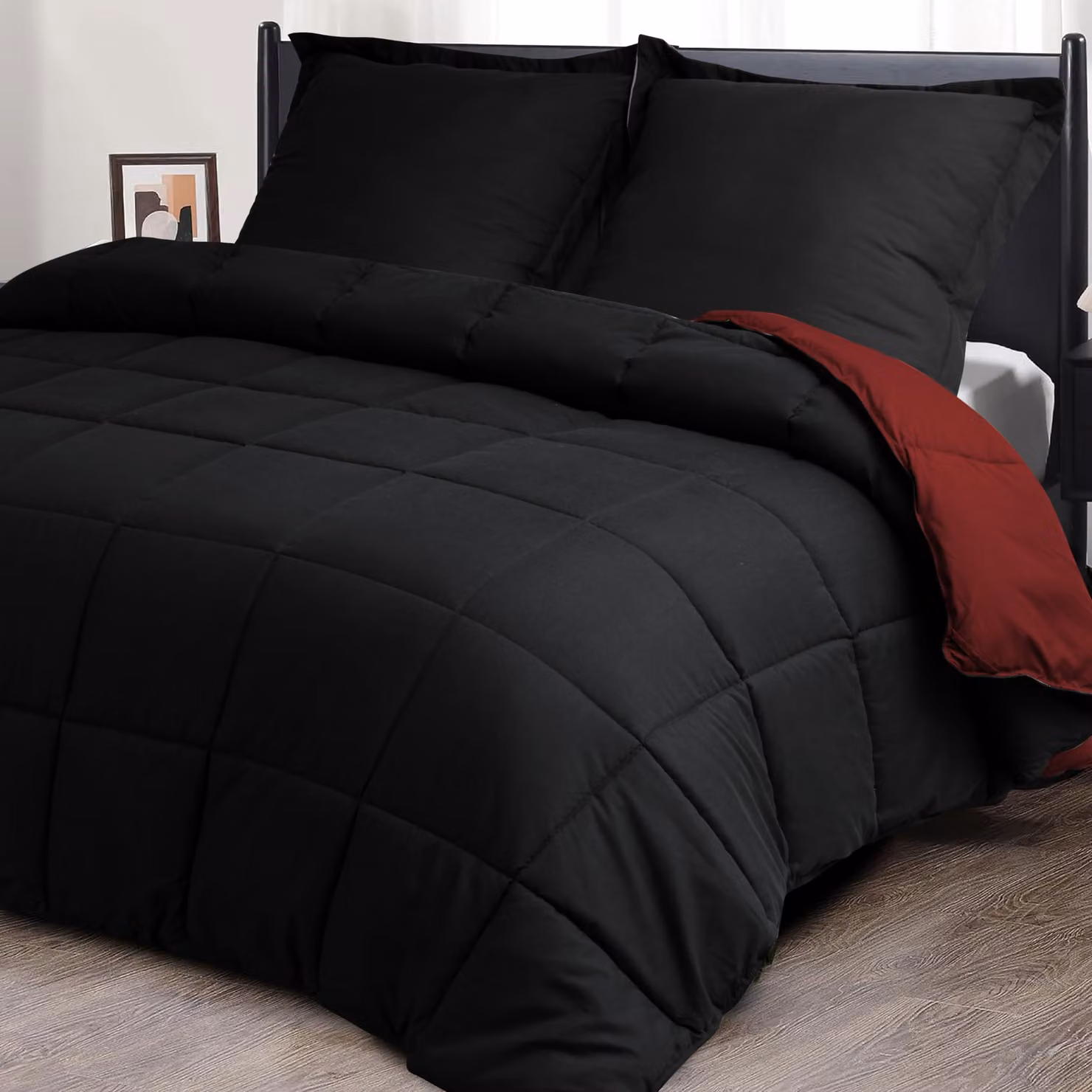 Copertura per letto con imbottitura alternativa al piumino da 1500g, dimensioni 240x220 cm, 2 federe 65x65 cm, certificata Oeko-TEX