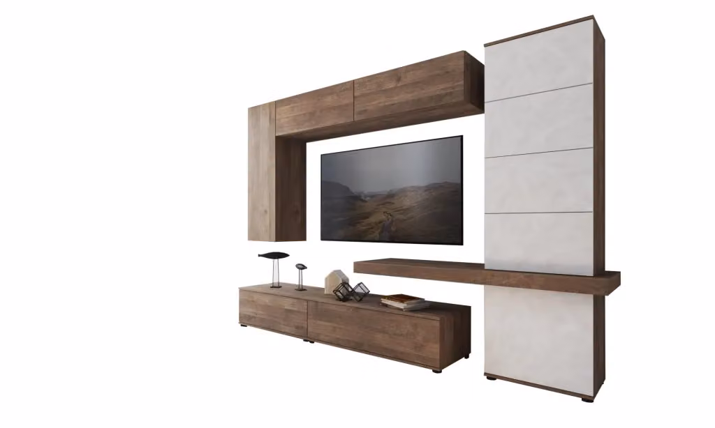 Parete Attrezzata Modulabile DMORA per Soggiorno Moderno, Marrone e Beige – 2