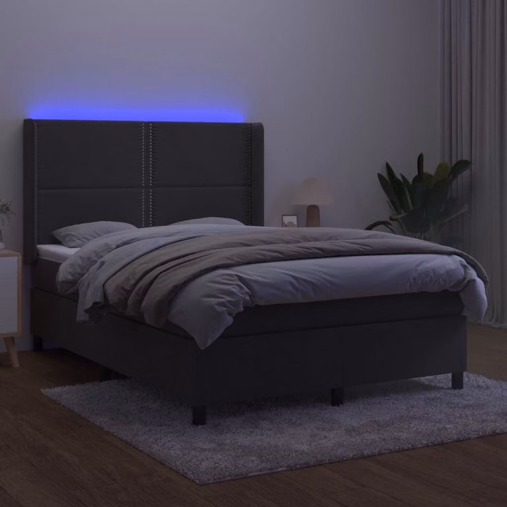 Maison Exclusive - Letto a Molle con Materasso e LED Grigio Scuro 140x190 cm