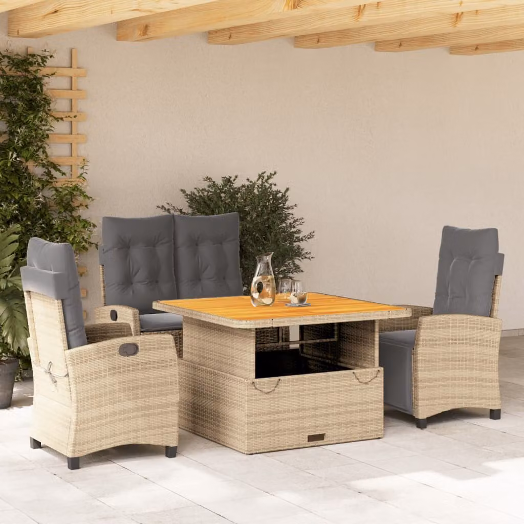 Maison Exclusive - Set da pranzo da giardino 4 pezzi con cuscini in polyrattan beige