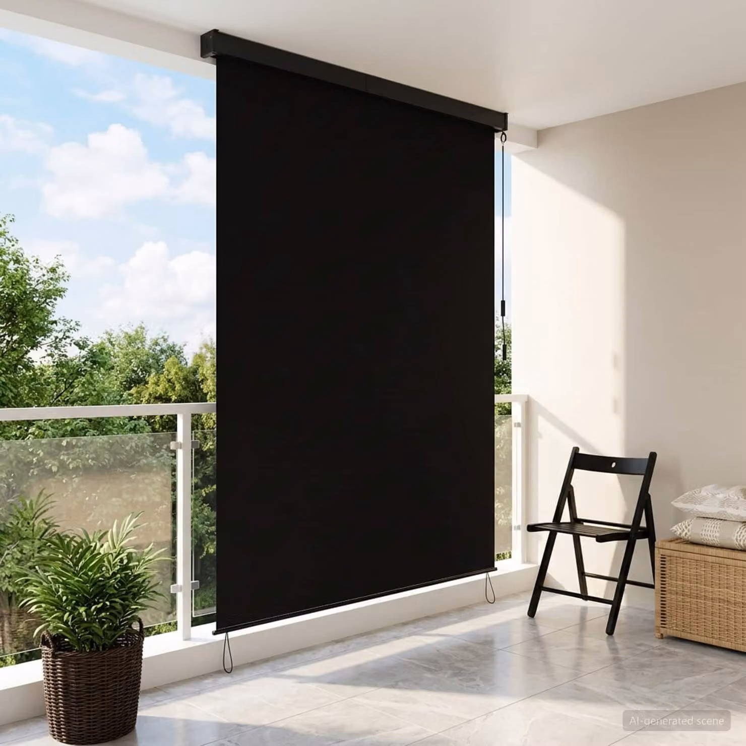 vidaXL Tenda a rullo Nero 180 x 250 cm Tessuto e Alluminio