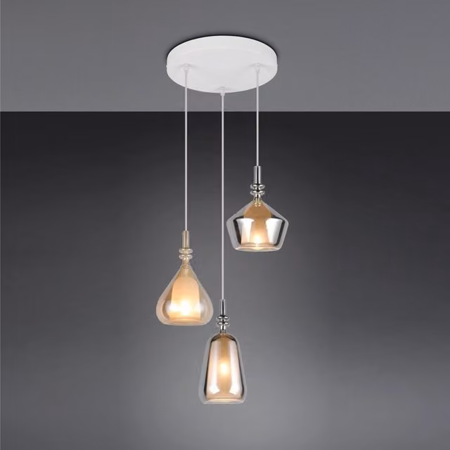 LAMPADARIO 3XE14 ALDEA D.30CM BIANCO/CROMO