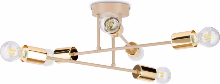 Howhomely | Plafoniera - Beige - 50 cm - 6 lampadine - Design moderno - Con accenti dorati
