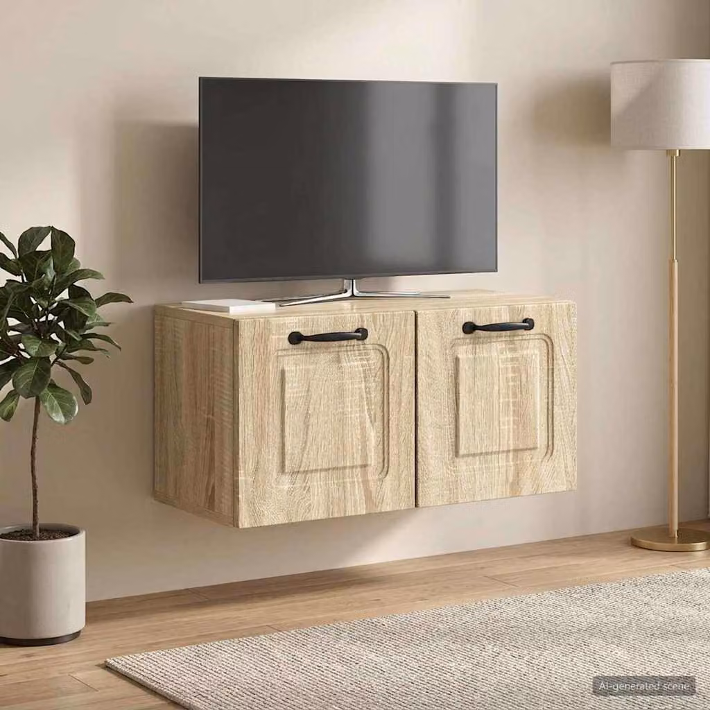 vidaXL Mobile Porta TV da Muro Moderno in Legno Marrone, L/P/H: 59,5 x 31 x 30 cm